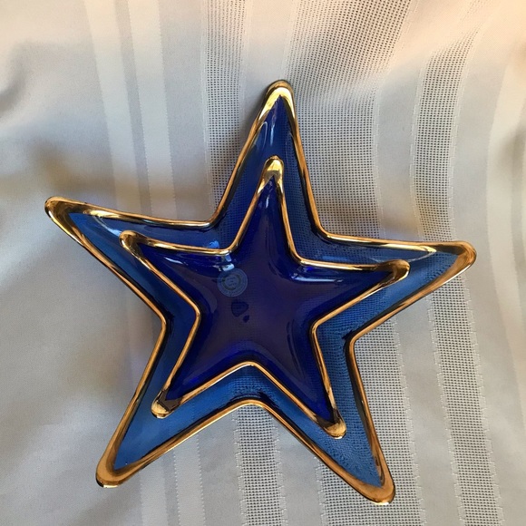 Starfish Blue Glass Dish Set of 2 - Picture 2 of 12